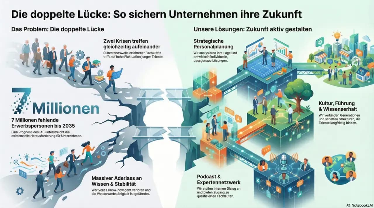Übersichtsgrafik: die doppelte Lücke — Problem und Lösungsansätze im Gesamtbild